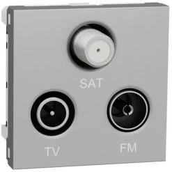SCHNEIDER Unica - Prise TV + FM + SAT - 2 Mod - Alu - Méca Seul (NU345030)