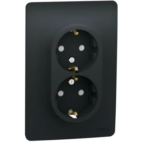 SCHNEIDER Unica - Prise Double 2P+T Pour Boîte 1P - DE - Vis - Anthracite - Méca + Plaque (NU206754) 3 SCHNEIDER Unica - Prise Double 2P+T Pour Boîte 1P - DE - Vis - Anthracite - Méca + Plaque (NU206754)