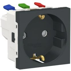 SCHNEIDER Unica - Prise 2P+T - DE - Connexion Rapide - Anthracite - Méca Seul (NU305754)