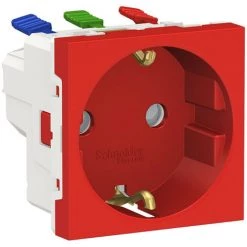 SCHNEIDER Unica - Prise 2P+T - DE - Connexion Rapide - Rouge - Méca Seul (NU305703)