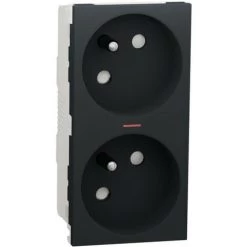 SCHNEIDER Unica - Prise Double Lum 2P+T - FR - 45° - Connex Rapide - Anthracit - Méca Seul (NU306954S)