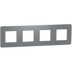 SCHNEIDER Unica Studio Color - Plaque De Finition - Gris Foncé Liseré Blanc - 4 Postes (NU280821)