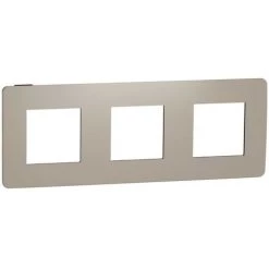 SCHNEIDER Unica Studio Color - Plaque De Finition - Taupe Liseré Anthracite - 3 Postes (NU280628)