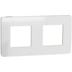 SCHNEIDER Unica Studio Métal - Plaque De Finition - Aluminium Liseré Anthracite - 2 Postes (NU280456)