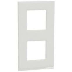 SCHNEIDER Unica Pure - Plaque De Finition - Givre Blanc Liseré Blanc - 2 Postes Verticaux (NU6004V85)