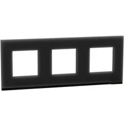 SCHNEIDER Unica Pure - Plaque De Finition - Givre Noir Liseré Anthracite - 3 Postes (NU600686)