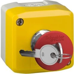 SCHNEIDER Harmony Boite Jaune - 1 Arrêt D'urgence Rouge Ø40 Déverrouillage à Clé - 1O - XALK188