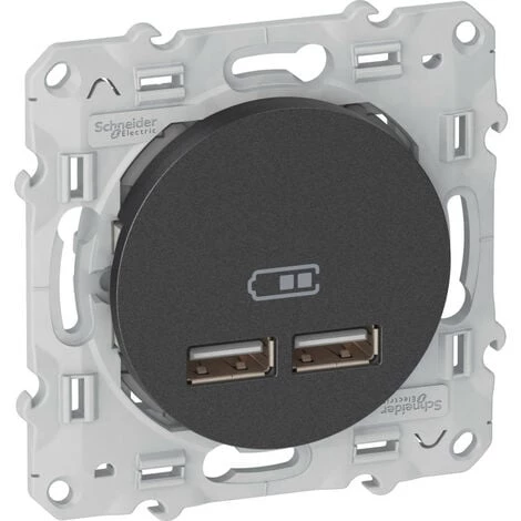 SCHNEIDER Odace - Double Chargeur Usb 2.1 A - Anthracite (S540407) 3 SCHNEIDER Odace - Double Chargeur Usb 2.1 A - Anthracite (S540407)