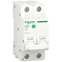 Disjoncteur Magnétothermique Schneider 25A 1P+N 4,5KA C 2 Modules R9F37625