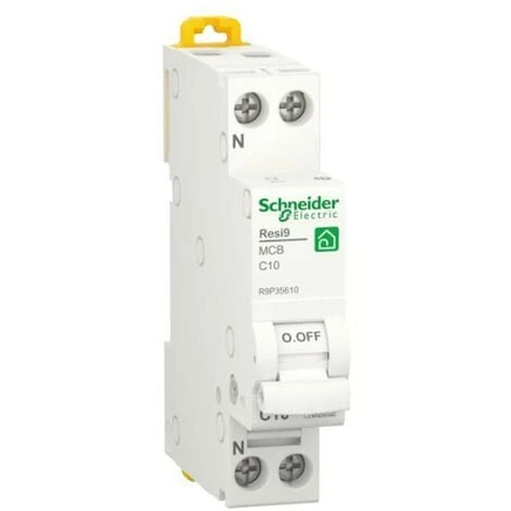 Disjoncteur Thermomagnétique Schneider 10A 1P+N 4,5KA C 1 Module R9P35610 3 Disjoncteur Thermomagnétique Schneider 10A 1P+N 4,5KA C 1 Module R9P35610