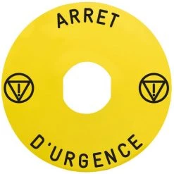 SCHNEIDER Harmony - étiq Plate - Jaune - Logo EN - 'ARRET D'URGENCE' - Ø60 - Pr ZBZ1605 (ZBY9130M)