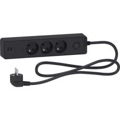 Bloc Multiprises 3 Prises 2P+T Et 2 USB (câble 1,5m) Anthracite - Schneider
