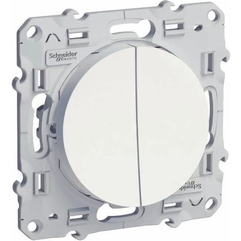 SCHNEIDER Double Va-et-vient à Connexion Rapide à Vis Blanc Odace 3 SCHNEIDER Double Va-et-vient à Connexion Rapide à Vis Blanc Odace