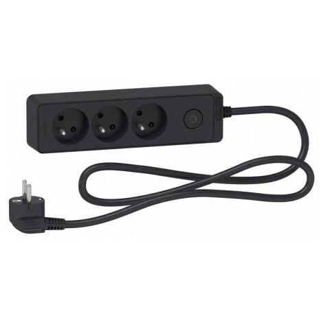 Bloc Multiprises 3 Prises 2P+T (câble 1,5m) Anthracite - Schneider 3 Bloc Multiprises 3 Prises 2P+T (câble 1,5m) Anthracite - Schneider