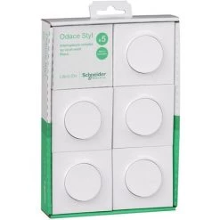 SCHNEIDER Lot De 5 Prises 2P+T (avec Plaque) Odace - Blanc