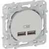 SCHNEIDER Odace - Double Chargeur Usb 2.1 A - Aluminium (S530407) -SCHNEIDER Soldes 40088433 1