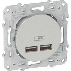 SCHNEIDER Odace - Double Chargeur Usb 2.1 A - Aluminium (S530407)