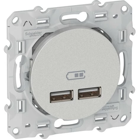 SCHNEIDER Odace - Double Chargeur Usb 2.1 A - Aluminium (S530407) 3 SCHNEIDER Odace - Double Chargeur Usb 2.1 A - Aluminium (S530407)