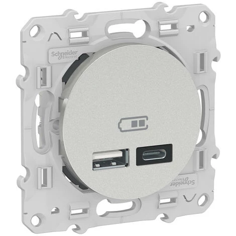 SCHNEIDER Odace - Prise USB Double - Type A+C - Alu - 5 Vcc - 2,4A (S530401) 4 SCHNEIDER Odace - Prise USB Double - Type A+C - Alu - 5 Vcc - 2,4A (S530401) – Image 2