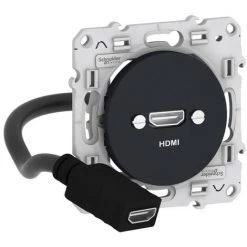 SCHNEIDER Odace - Prise HDMI Type A - Anthracite - Prise Femelle / Câble Femelle Arrière (S540462)