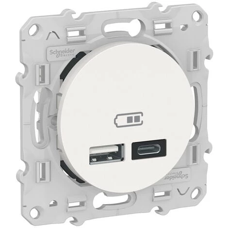 SCHNEIDER Odace - Prise USB Double - Type A+C - Blanc - 5 Vcc - 2,4A (S520401) 3 SCHNEIDER Odace - Prise USB Double - Type A+C - Blanc - 5 Vcc - 2,4A (S520401)