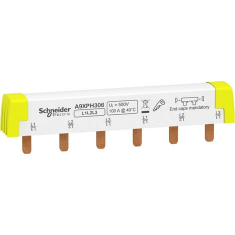 SCHNEIDER Acti9 IC60 - Peigne De Raccordement à Dents - 3P - 100A - 6 Modules De 18mm (A9XPH306) 3 SCHNEIDER Acti9 IC60 - Peigne De Raccordement à Dents - 3P - 100A - 6 Modules De 18mm (A9XPH306)