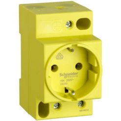 SCHNEIDER Multi9 - Prise Rail Din Schuko Jaune 250v 16a 2p T (15033)