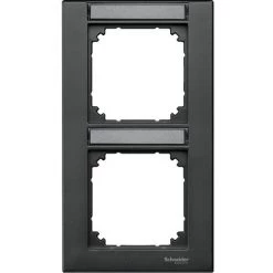 SCHNEIDER Plaque Finition Double M-Plan, Avec Porte-étiquette Montage Vertical, Anthracite (MTN476214)