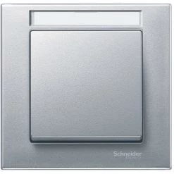 SCHNEIDER Plaque Finition Simple M-Plan, Avec Porte-étiquette, Aluminium (MTN476160)