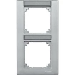 SCHNEIDER Plaque Finition Double M-Plan, Avec Porte-étiquette Montage Vertical, Aluminium (MTN476260)