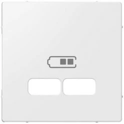 SCHNEIDER Système M - Enjoliveur Pour Prise Double USB 2.1A - Blanc Brillant (MTN4367-0319)