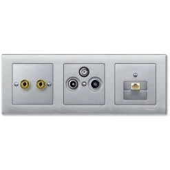 SCHNEIDER Plaque Centrale M-Plan Pour Prises D'antenne 2 Et 3 Sorties, Alu (MTN297560)