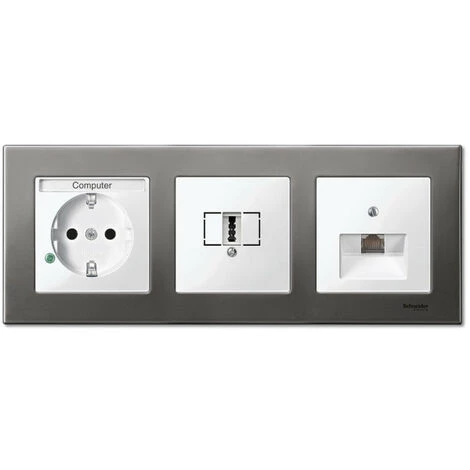 SCHNEIDER System M - Plaque Tple Plan Metal Acier Graph (MTN403314) 3 SCHNEIDER System M - Plaque Tple Plan Metal Acier Graph (MTN403314)