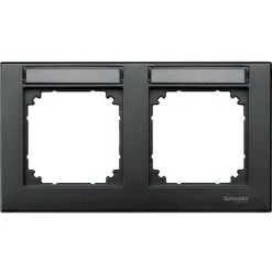 SCHNEIDER Plaque Finition Double M-Plan, à Porte-étiquette, Montage Horizontal, Anthracite (MTN472214)
