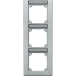 SCHNEIDER Plaque Finition Triple M-Plan, Avec Porte-étiquette Montage Vertical, Aluminium (MTN476360)