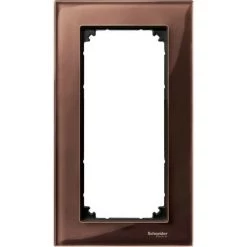 SCHNEIDER M-Plan Verre Acajou, Plaque De Finition Double (prise Rasoir) Vertical (MTN4025-3215)