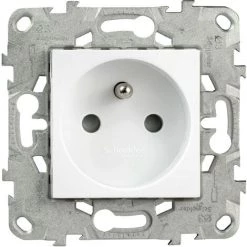 SCHNEIDER Prise Simple 2P+T Bornes à Vis 16A Blanc Unica