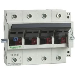 SCHNEIDER TeSys GK1 - Corps De Sectionneur Fusible - 4P - 50A - Pour Fusible NFC 14x51mm (GK1EM)