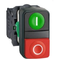 SCHNEIDER Harmony Bt-pous Ø22 Double Touche, Ressort De Rappel Vert + Rouge IP66, IP69 K (XB5AL73415)