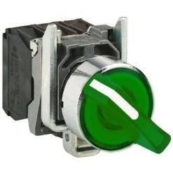 SCHNEIDER Harmony XB4 - Bouton à Manette Lumin - Ø22 - 3 Pos Fix - Vert - 1O+1F - 24V (XB4BK133B5)