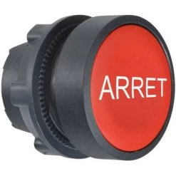 SCHNEIDER Harmony XB5 - Tête Bouton Poussoir - Affleurant - Ø22 - Rouge - Texte 'ARRET' (ZB5AA433)