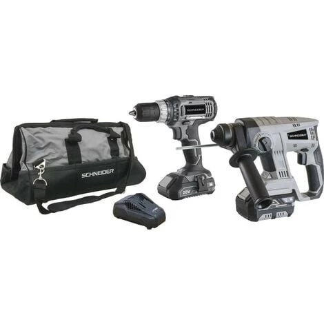 Pack 20V 1 Perceuse 35Nm Et 1 Perforateur Avec 2 Batteries Complet Schneider 50773 3 Pack 20V 1 Perceuse 35Nm Et 1 Perforateur Avec 2 Batteries Complet Schneider 50773