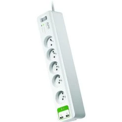 Bloc Parafoudre 5 Prises 2P+T (2300W) + 2 USB - Blanc - Schneider