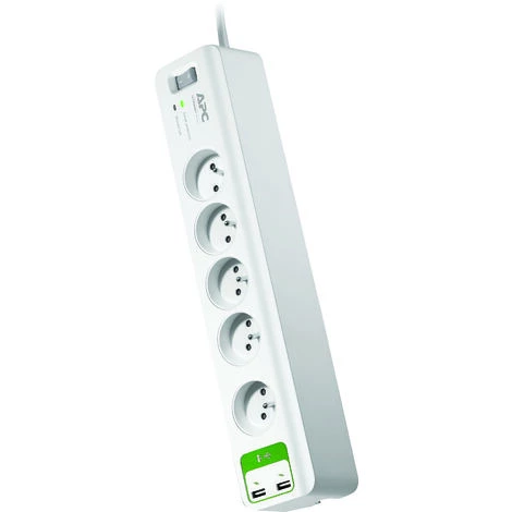 Bloc Parafoudre 5 Prises 2P+T (2300W) + 2 USB - Blanc - Schneider 3 Bloc Parafoudre 5 Prises 2P+T (2300W) + 2 USB - Blanc - Schneider