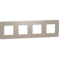 SCHNEIDER Unica Studio Color - Plaque De Finition - Taupe Liseré Blanc - 4 Postes