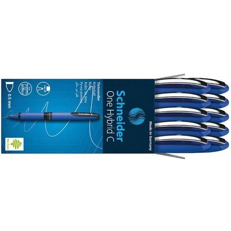 Schneider 183203 One Hybrid C (Stylos Rollers à Encre Liquide, Non Rétractable, épaisseur De Trait: 05 Mm, Bleu) Lot De 10 3 Schneider 183203 One Hybrid C (Stylos Rollers à Encre Liquide, Non Rétractable, épaisseur De Trait: 05 Mm, Bleu) Lot De 10