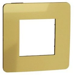 SCHNEIDER Unica Studio Métal - Plaque De Finition - Or Liseré Anthracite - 1 Poste (NU280262)