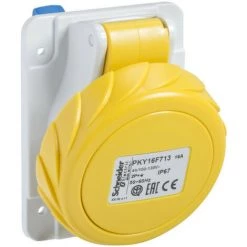 SCHNEIDER PratiKa - Socle De Prise Industrielle Coudée 16 A - 2P+T - 100-130 V CA - IP67 (PKY16F713)