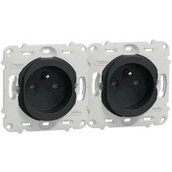 SCHNEIDER Ovalis - Double Prise De Courant - 2P+T - Horizon 71mm - Sans Plaque -Anthracite (S461069)