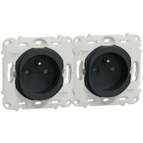 SCHNEIDER Ovalis - Double Prise De Courant - 2P+T - Horizon 71mm - Sans Plaque -Anthracite (S461069) 3 SCHNEIDER Ovalis - Double Prise De Courant - 2P+T - Horizon 71mm - Sans Plaque -Anthracite (S461069)
